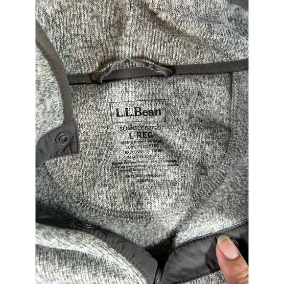 L.L. Bean Sweater Fleece Pullover Mens Size Large Gray Outdoor Active Knit Snap - Picture 5 of 9